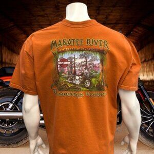 Authentic Harley Davidson Manatee River Swamp Gator Orange Graphic T-Shirt XXL